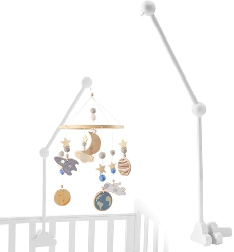 LYPPUL Baby Mobile Halterung Holz für Babybett, Mobile Halterung Wickeltisch, Kinderzimmer Wickeltisch DIY Laufstall, Flexible Baby Mobile Halter für Aufhängung Spieluhr Windspiele Bettglocke