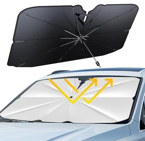 Dxmcgttbd Parasol Coche Paraguas, Sombrilla con Protección UV, Evita Arañazos, Aislamiento Térmico, Fácil de Guardar, para Coche y SUV