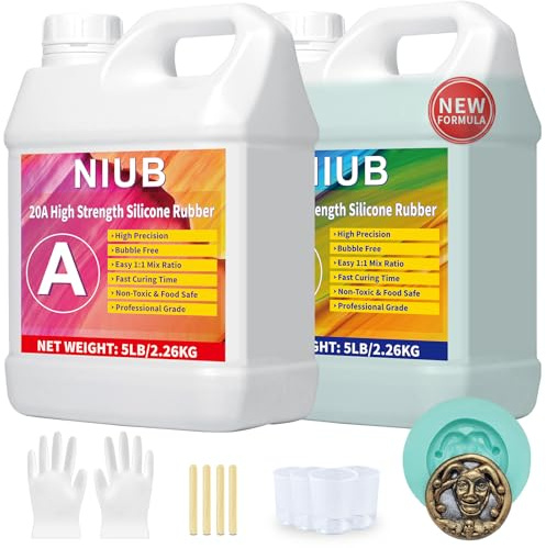 NIUB Kit de Fabrication de Moules en Silicone 20A, Caoutchouc Liquide pour Moulage, Non Toxique, Facile à Utiliser, Catalysé au Platine (4,52kg Vert Jade)