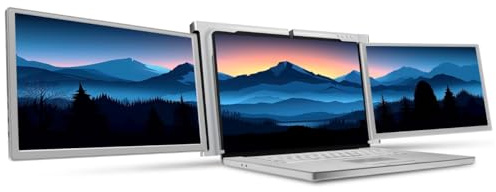 MISURA Dual Tragbarer Monitor 2X 15 Zoll - FullHD 1920x1080, IPS-Panel, 2X USB-C, Drehwinkel 360°, Unterstützung für Rückladung, Integrierter Ständer, Selbststehend