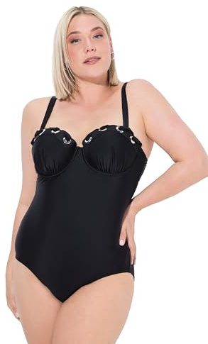 Ulla Popken Damen große Größen Übergrößen Plus Size Badeanzug Chloe, Lacing Detail