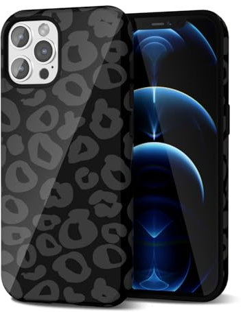 Svanove Cheetah Print Phone Case for iPhone 12 Pro Max Case Girly Trendy Leopard Pattern, Retro Cool Animal Print, Luxury Cute Case for Women, Aesthetic Y2k Hard Shell Plastic, Black