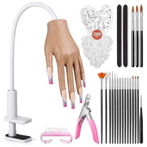 Practice Hand for Acrylic Nails: The Nail Tips Will Not Fall Off False Nails. Practice Hand: Flexible Nail Doll for Practice for Beginners