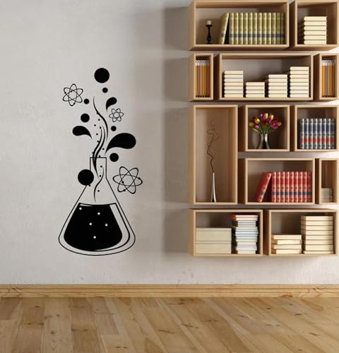 YLLMNOBN Chemie Wissenschaft Atom Molekül Vinyl Wandtattoo Schule Klassenzimmer Schlafsaal Kinderzimmer Aufkleber Wanddekoration Kunstwandbild