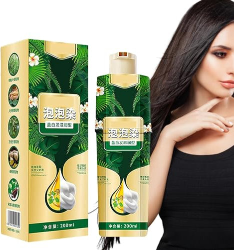 Bubble Plant Hair Dye Shampoo - 200ml Instant Natural Grey Hair Color, Plant Extract Dye Cream for Women & Men