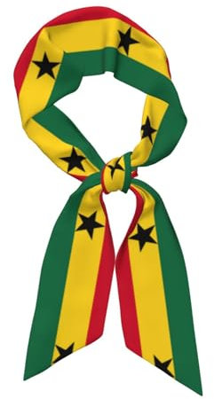 EdWal Bedruckte Schals mit Flagge von Ghana, modischer Damenschal, Damenmode, schräger Winkel, Satin-Schals, Schwarz , One size