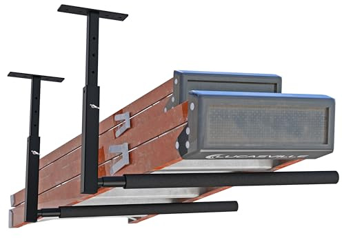 TRUSOON Ceiling Ladder Rack, 150 lbs Garage Storage, Adjustable | Rotating base fits any joist direction; 30.8 in arms hold ladders, kayak, surfboard; 10-18 in adjustable drop; EVA padded