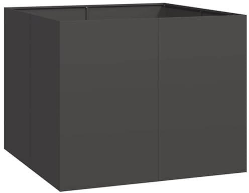 vidaXL Jardinera Acero Negro 100x100x80 cm, macetero, Soporte para Plantas, lecho Elevado, Soporte para jardineras, Bandeja para Plantas