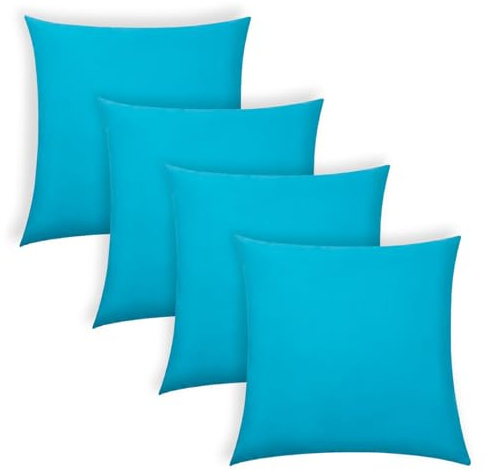 Brentfords Outdoor Cushion Covers 45 x 45cm For Garden Furniture Pillow Covers 4 Pack Super Soft Comfy Decorative Throw Pillows For Patio Sofa Bench, Sea Blue