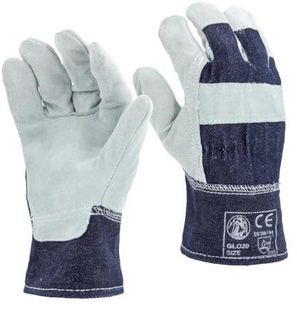 STI Guanti Crosta Bovino e Cotone Antinfortunistica lavoro meccanica 9 L 1 Paio