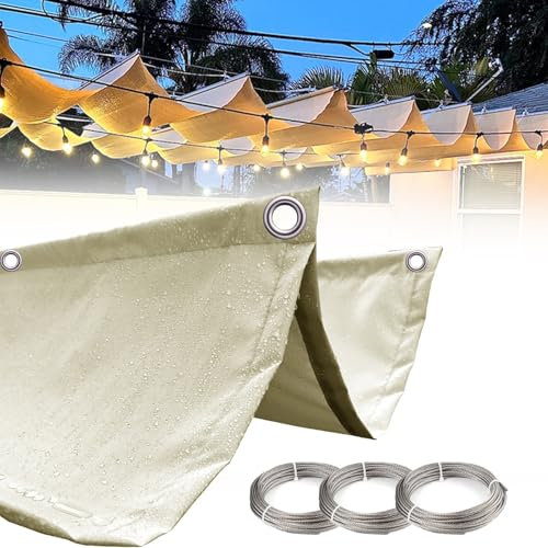 ZXHKZDX Vela Ombreggiante A Onda Retrattile, Esterno Impermeabile Copertura Pergola A Baldacchino, Regolabile Telo Parasole per Terrazze Cortile Veranda Gazebo