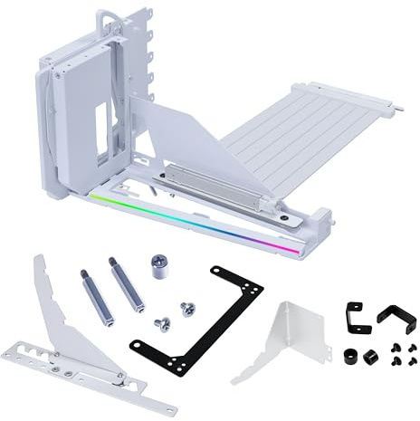 Lian Li ATX - Kit GPU verticale con 4 slot per PC (VG4v4), cavo riser di prima generazione 5 PCI-E 5.0 x 16-200 mm, compatibile con PCIe 3.0/4.0, posizione regolabile, si adatta alla maggior parte dei | Cavo Riser Premium Gen 5 PCI-E 5.0 x16-200mm, compatibile PCIe 3.0/4.0, posizione regolabile, supporto anti-sag