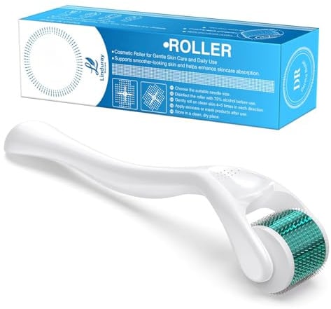 Bartroller 0,3 mm – Derma-Roller mit 540 Titan-Nadeln für Bartwuchs & Haarwachstum, professioneller Microneedling Roller für Gesicht, Kopfhaut & Körper – Männer & Frauen, Anti-Aging, Hautpflege (Blau)