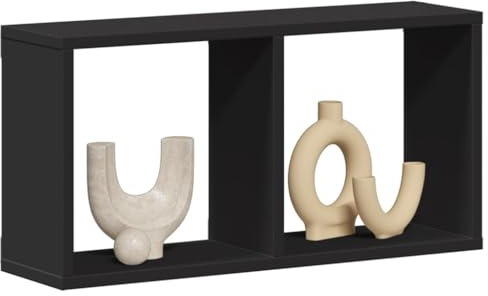 Holamys Wandschrank 60x16x30 cm, Schwarz Holzwerkstoff, schwebendes Regal für Wandmontage, platzsparende Hängevitrine