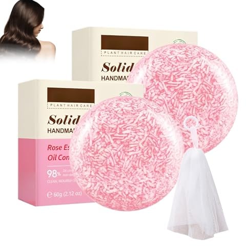 Rosor schampo tvål, mild fast hårtvål med naturlig rosendoft för slätt och glänsande hår, schampo-bar för daglig hårtvätt, perfekt för resor och universell användning, 2 stycken