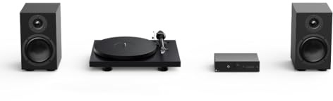 Pro-Ject Colourful Audio System 2 – Komplettes HiFi Set mit Plattenspieler, Verstärker & Lautsprechern (Matt Schwarz)
