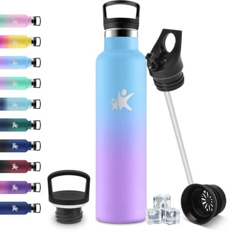 JAPORIA Borraccia Termica 1 litro, Bottiglia d'acqua senza BPA, Borraccia in Acciaio Inossidabile con Cannuccia, a Prova di Perdite, Riutilizzabile, Borracce per Ufficio, Sport, Ciclismo, Lavoro
