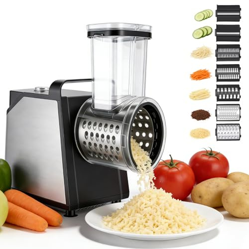 Tagliaverdure elettrico, 250 W, con 7 lame e grande imbuto