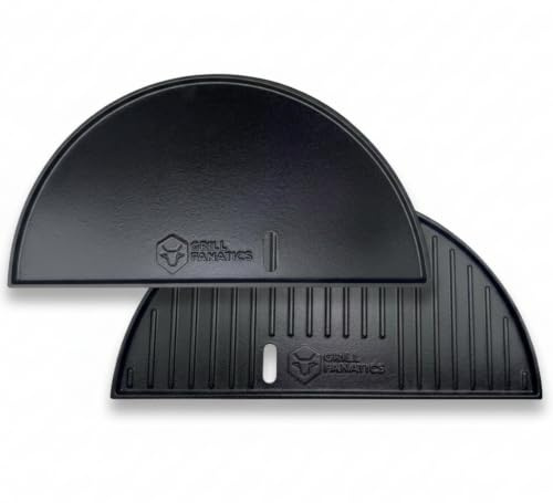 Cookinglife Halbmond-Grillplatte/Gusseisen-Plancha - Doppelseitig - Geeignet für 46 cm Kamados