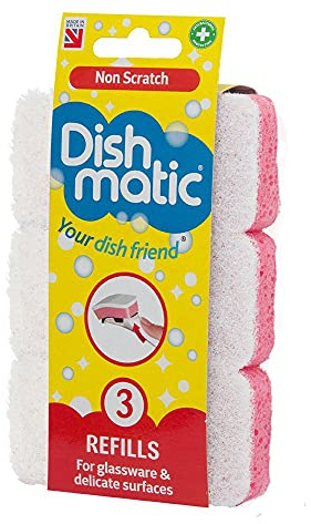 6x White Non-Scratch Dishmatic Refill Sponges from Caraselle