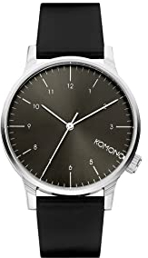 KOMONO Winston Regal Black Japanische Analoge Quarzuhr für Herren mit Lederarmband