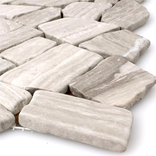 Mosaikfliesen Marmor Bruch Grau Streifen Badezimmer Wohnzimmer Küchenbereich WC