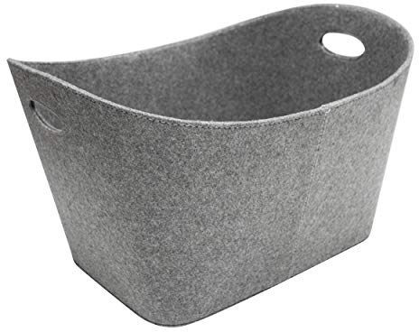 raik Holzkorb Filzkorb XL grau für Kaminofen und Feuerholz Aufbewahrung mit Griffen 35 x 58 x 46 cm stabile Filzbox Kaminholzkorb Holzaufbewahrung