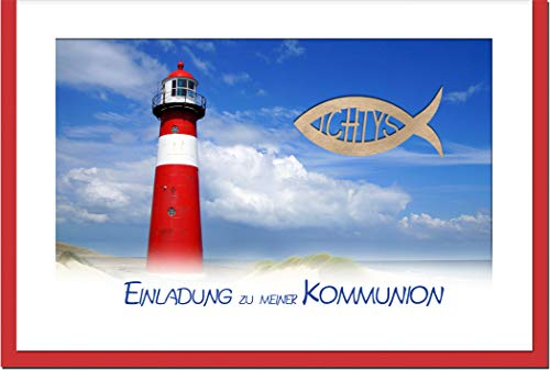 metALUm Einladungskarten KOMMUNION | Leuchtturm | 10 Karten | 1601011