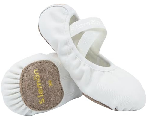 s.lemon Ballet Shoe,Girls Elastic Ballet Slippers Stretch Canvas Dance Shoes for Kids Adult TLB White 34EU