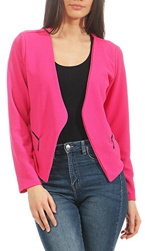 Malito Blazer nel Basic-Look a Cerniera Lampo Commerciale 6040 Donna (L, Rosa Fucsia)