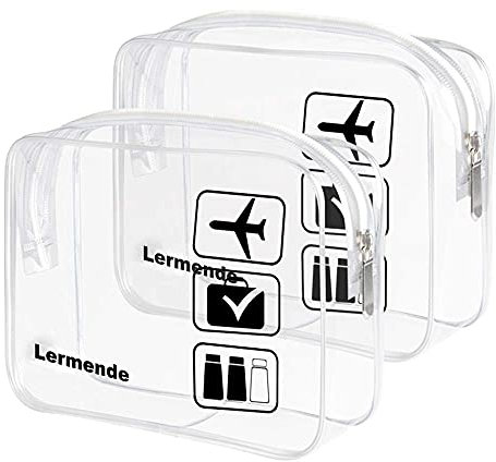 2 Stück Lermende transparente Kulturtasche, TSA-geprüft Kosmetiktasche, Reise, Handgepäck, transparente Tasche, Flughafen-konforme Tasche, reisezubehör Quartgröße, 3-1-1 Kit Gepäcktasche(klar)