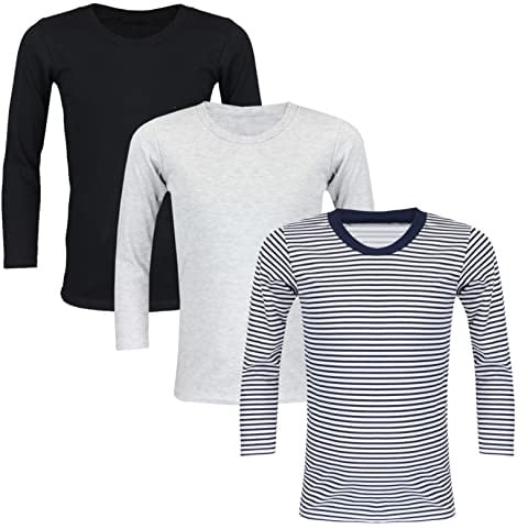 TupTam Kinder Langarmshirts 3er-Pack – 100% Baumwolle, Unisex