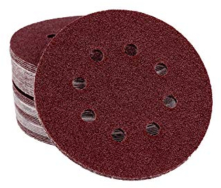 Exzenter-Schleifscheiben Set, Ø 115 mm, 120 Stück mit Klett-Haftung, je 20 x Körnung 40/60/80/120/180/240, 8 Loch, für Exzenterschleifer, Holz, Lack, Farbe, Exzenter Schleifpapier