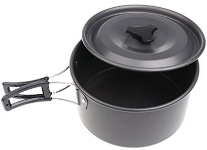 Tubayia Aluminium Camping Kochtopf Antihaft Pfanne Camping Kochgeschirr mit Faltbarer Griff