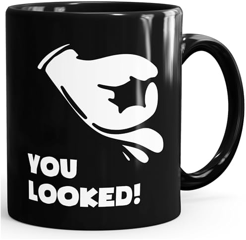 MoonWorks Kaffee-Tasse Comic Hand Look Hole Game Kaffeetasse Teetasse Keramiktasse Schwarz unisize
