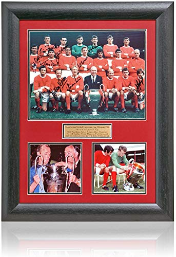BSM Manchester United 1968 vincitori della Coppa Europea firmati da 9 Presentazione AFTAL COA
