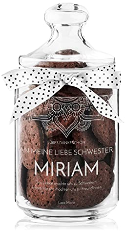Maverton Keksglas mit Gravur - Glasbehälter mit Deckel - Bonbonglas mit eleganter Schleife - Vorratsglas personalisiert - Geschenk für Naschkatze & Hobbybäckerin Frauen - Ornament