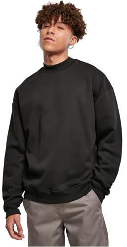 Urban Classics Maglione da Uomo con Collo Alto a Costine, Ampio Collo Mock Collo, Spalle sovrapposte, Taglie dalla S alla XXL, Nero, M
