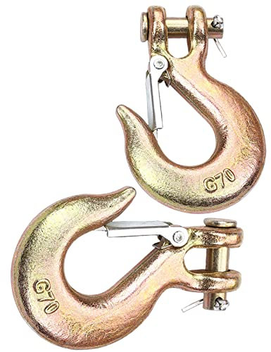 2 ganci scorrevoli da 9,5 mm, robusti forgiati G70 con blocco di sicurezza per camion, rimorchio, catena di traino, 8164,7 kg