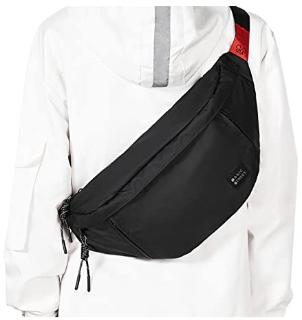 Large Crossbody Fanny Pack for Women Men,Water Resistant Waist Bag Pack with Adjustable Strap & 5-Zipper Pockets,Black