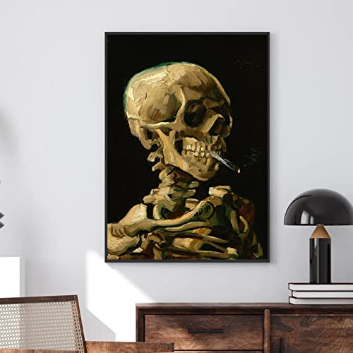 Vincent Van Gogh Schädel mit Zigarette Poster und Drucke Leinwand Gemälde Wandkunst Bilder für Wohnzimmer Wohnkultur 40x50cm rahmenlos
