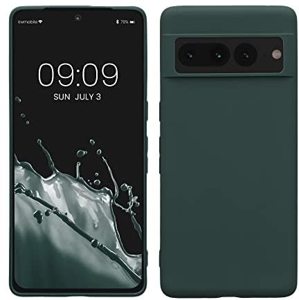 kwmobile Hülle für Google Pixel 7 Pro TPU Case - Handyhülle unterstützt kabelloses Laden, Flexible Schutzhülle, gummiertes Cover in Moosgrün