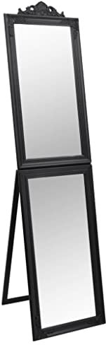 vidaXL Standspiegel Klappdesign Barockstil Ankleidespiegel Ganzkörperspiegel Freistehender Spiegel Flurspiegel Dekospiegel Schwarz 50x200cm