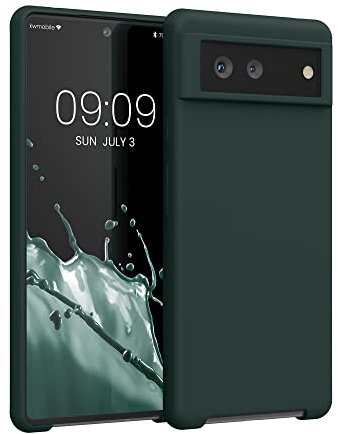kwmobile Hülle kompatibel mit Google Pixel 6 Hülle - Silikon Handy Case - Handyhülle weiche Oberfläche - kabelloses Laden - Moosgrün