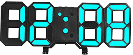 Baoblaze 3D Wanduhr LED Digital Digital Wecker Moderne Digitaluhr Elektrische Elektronische Uhr für Büro Schlafzimmer, Schwarzes Muschelblau