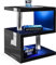 High Gloss Coffee Table Small Side Table Coffee End Table with LED RGB Lights Coffee Table for Living Room, 2 Tier Storage Shelves S Shape Rectangle Table with Home Office Furniture 44L x 38W x 57H cm