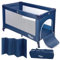 ProMedix Pieghevole Lettino da viaggio Culla da Campeggio Box Bambini Pieghevole Zanzariera Ruote Ingresso laterale con cerniera (Blu)