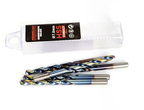 Ferrcan Brocas para metal HSS DIN338 M35 5% cobalto acabado rainbow para taladros en acero inoxidable, hierro y otros metales paquete de 5 unidades por medida (7mm)