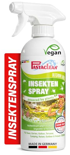 PASTACLEAN Insektenspray mit Sofortwirkung 500 ml - effektive Insekten-Abwehr gegen fliegende & kriechende Insekten, Insektenschutz mit Langzeitschutz - Made in Germany