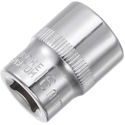 Sourcingmap 3/8-Inch Drive 16mm 6-Point Shallow Socket, Metric, Cr-V